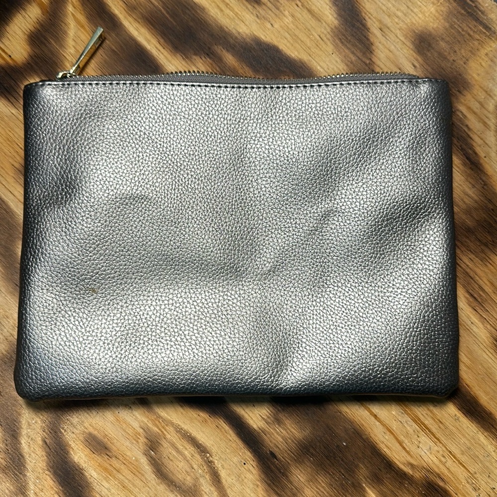 Merona Metallic Silver Vegan Leather Pouch